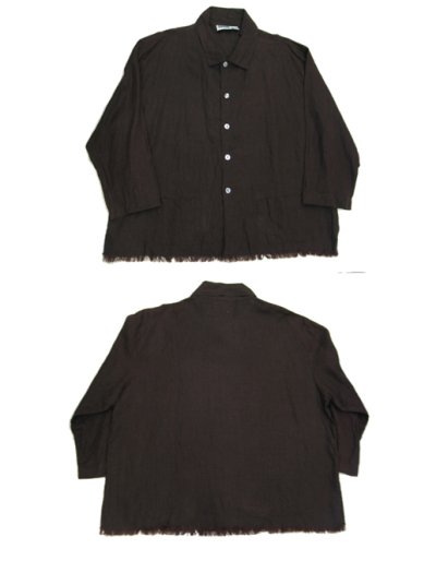 画像1: 1990's~ "CHICO's DESIGN" L/S Design Linen Jacket　BROWN　size L (表記 3)