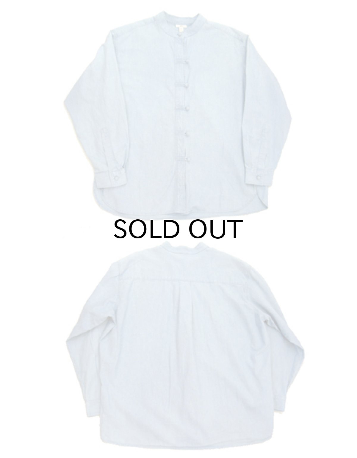 画像2: "J.JILL" L/S Collarless Shirts China Front SAX BLUE size M (表記 不明) (2)