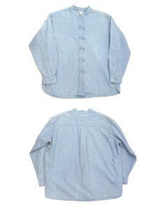画像2: "J.JILL" L/S Collarless Shirts China Front　SAX BLUE　size M (表記 不明) (2)