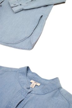 画像4: "J.JILL" L/S Collarless Shirts China Front　SAX BLUE　size M (表記 不明) (4)