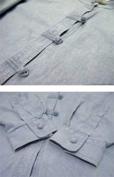 画像5: "J.JILL" L/S Collarless Shirts China Front　SAX BLUE　size M (表記 不明) (5)