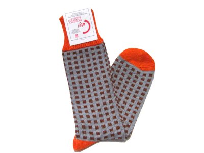 画像1: "Corgi Hosiery" Square Dot Socks　GREY / BROWN / ORANGE