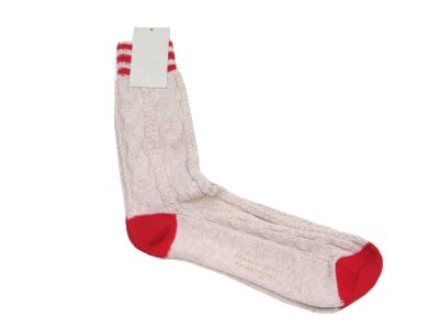 画像1: "MAESTRI SARTI CALZETTIERI" Cable Socks　BEIGE / RED　size Free