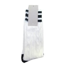 画像1: "MAESTRI SARTI CALZETTIERI" Cable Socks　WHITE / GREEN　size Free (1)