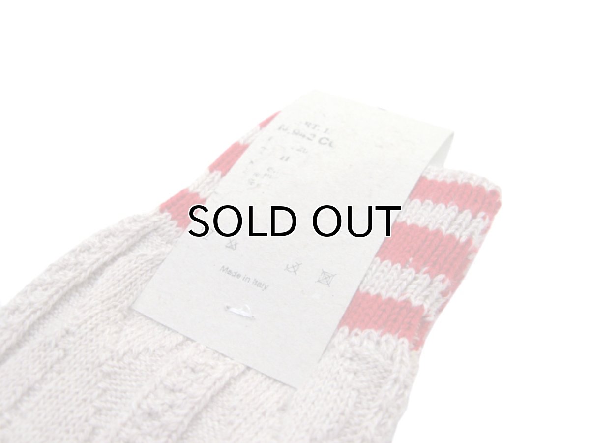 画像2: "MAESTRI SARTI CALZETTIERI" Cable Socks　BEIGE / RED　size Free (2)