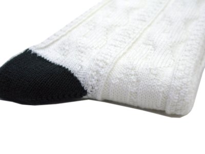 画像2: "MAESTRI SARTI CALZETTIERI" Cable Socks　WHITE / GREEN　size Free