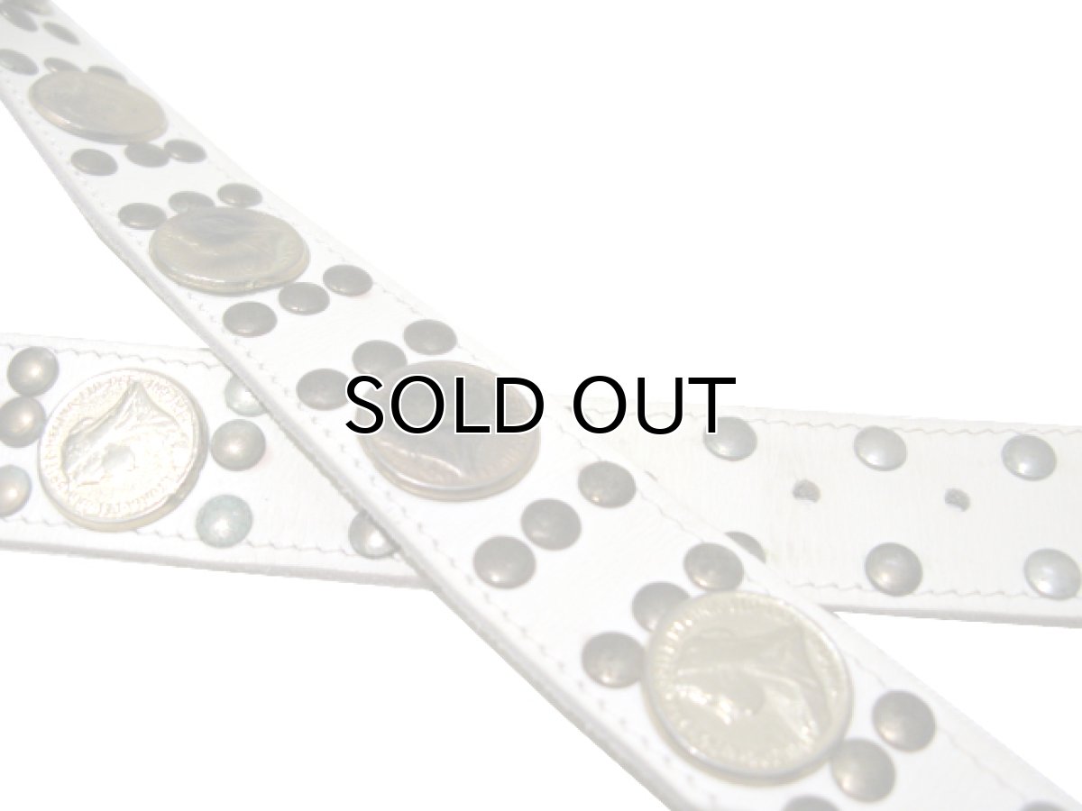 画像4: Leather Belt "Coin & Studs"　WHITE　size 32 ~ inch (4)