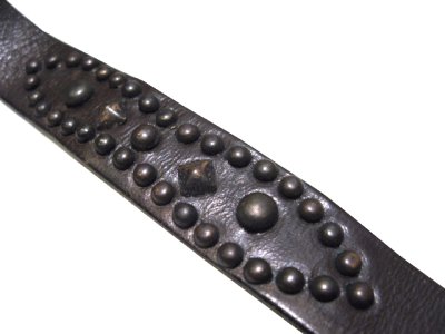 画像1: Leather Belt "Studs"　BROWN　size 33.5 inch ~