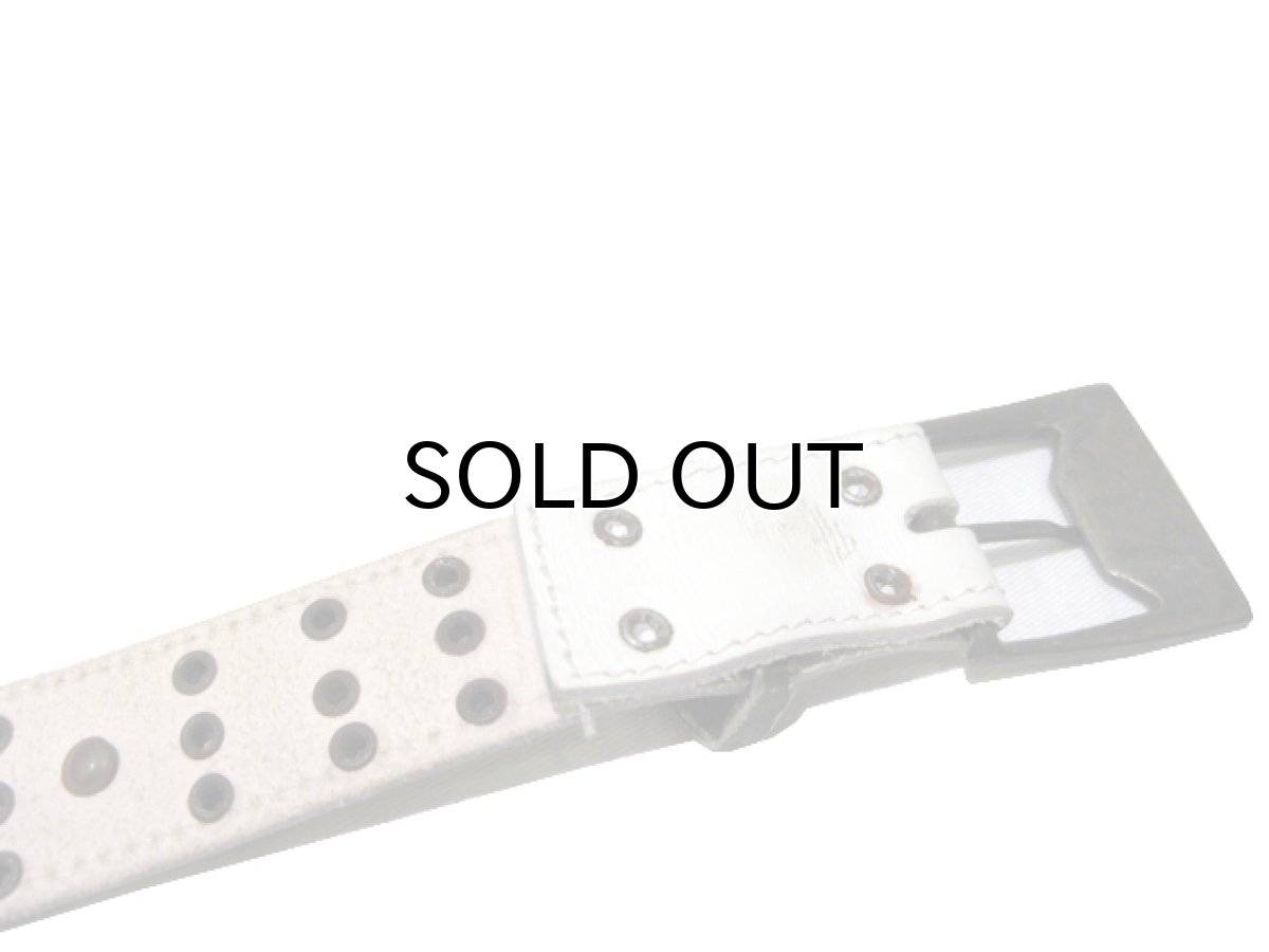 画像3: Leather Belt "Coin & Studs"　WHITE　size 32 ~ inch (3)