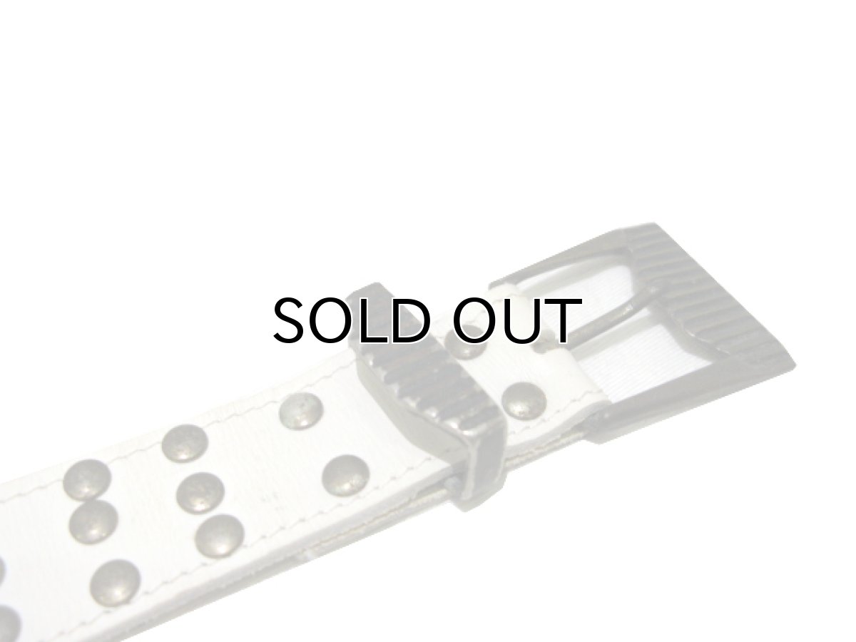 画像2: Leather Belt "Coin & Studs"　WHITE　size 32 ~ inch (2)