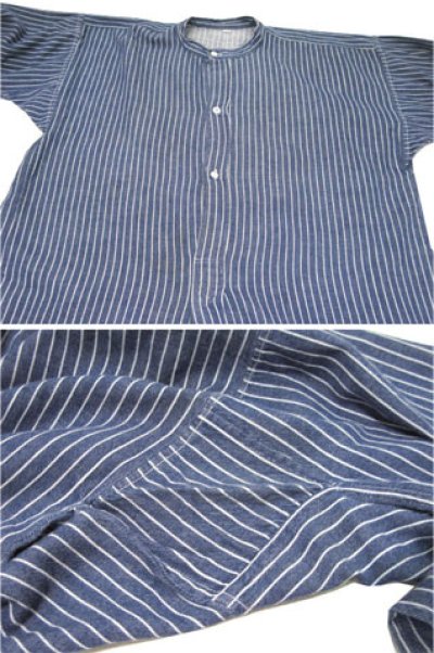 画像1: 1960's Germany L/S Pullover Stripe Shirts　NAVY / WHITE　size L (表記 不明)