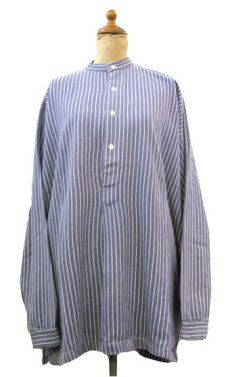 画像1: 1960's Germany L/S Pullover Stripe Shirts　Faded NAVY / WHITE　size L - XL (表記 不明) (1)