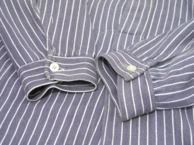 画像1: 1960's Germany L/S Pullover Stripe Shirts　Faded NAVY / WHITE　size L - XL (表記 不明)