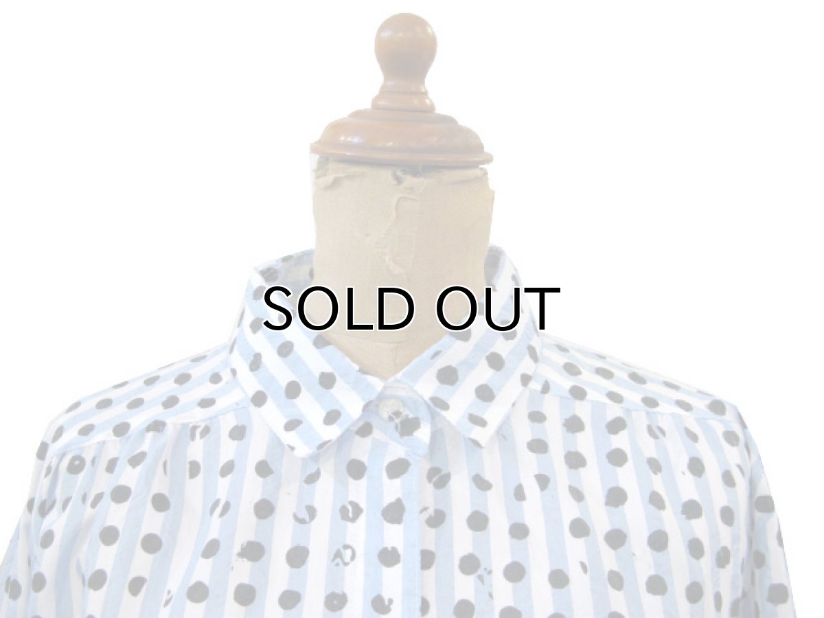 画像3: 1980's~ "All Hours" L/S Dot Shirts Sax / White / Black size M - L (表記 なし) (3)