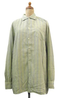 画像1: ~1960's OLD Europe L/S Check Shirts　GREEN　size S - M (表記 不明) (1)