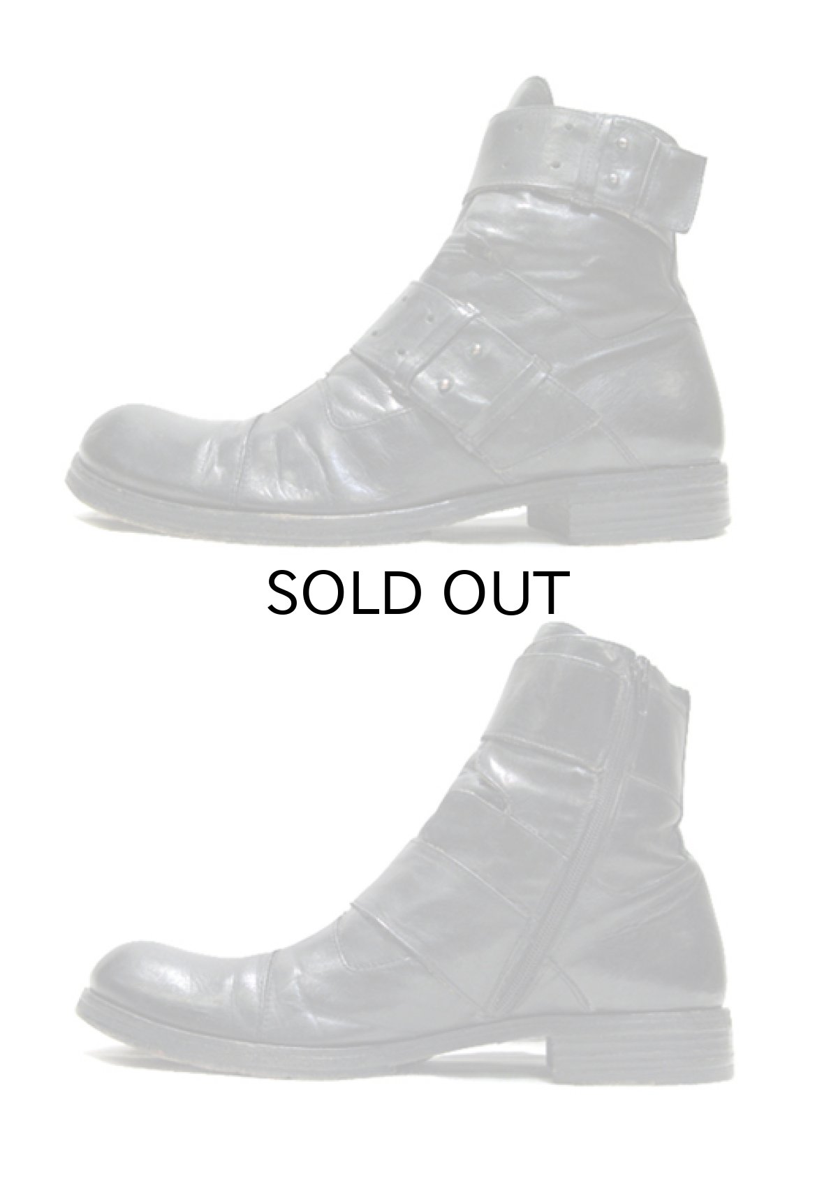 画像2: "Jean Claude Monderer" Side Zip Strap Boots BLACK size 42 ( 27cm ~ 27.5cm ) (2)