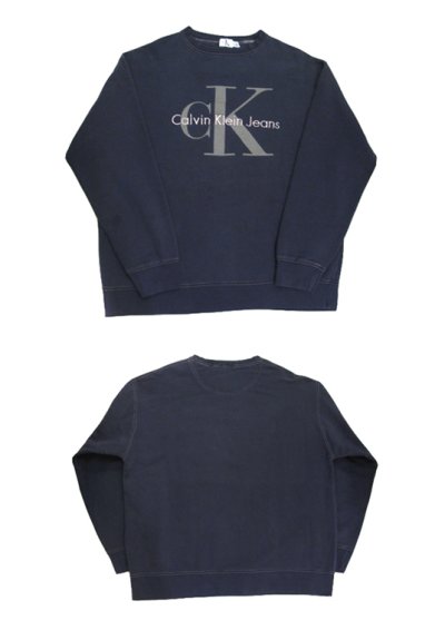 画像1: 1990's~ "Calvin Klein Jeans" Crew Neck Sweat　NAVY　size L (表記 XXL)