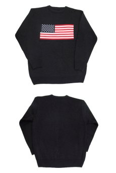 画像3: "US Flag" Crew Neck Sweater　BLACK　size L - XL (表記 なし) (3)