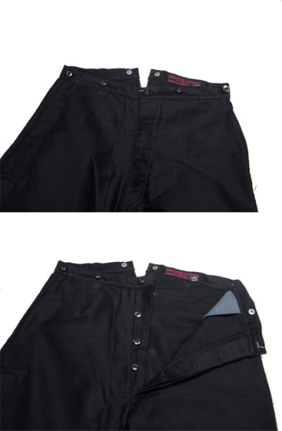 画像1: 1950's French Black Cotton Moleskin Trousers DEAD STOCK　size w 33 inch (表記 40)