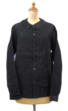 画像1: 1940's French Work Black Cotton Moleskin Jacket Light Weight Dead Stock - one wash　size S (表記なし) (1)