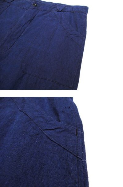 画像1: 1940's French Blue Linen Worker Trousers　size w 38 inch (表記 不明)