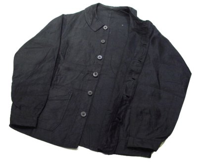 画像1: 1940's French Work Black Cotton Moleskin Jacket Light Weight Dead Stock - one wash　size S (表記なし)