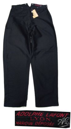 画像1: 1950's French Black Cotton Moleskin Trousers DEAD STOCK　size w 33 inch (表記 40) (1)