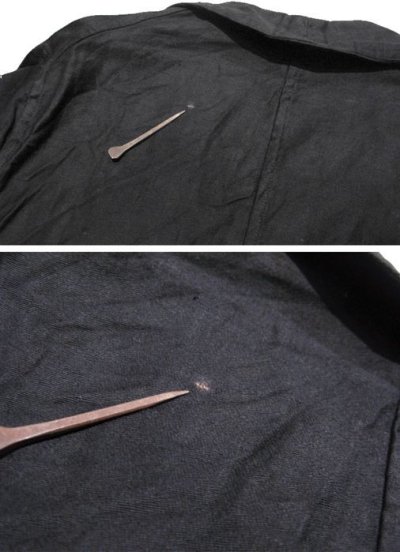 画像2: 1940's French Work Black Cotton Moleskin Jacket Light Weight Dead Stock - one wash　size S (表記なし)