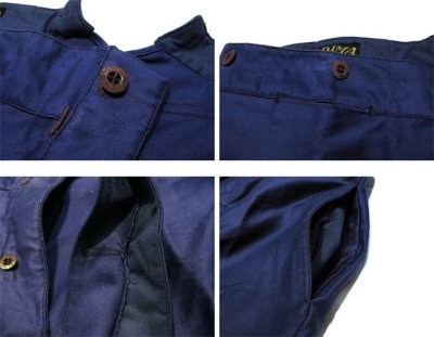 画像1: 1940's French Blue Cotton Moleskin Trousers DEAD STOCK - One Wash　size w ~38 inch (表記 不明)
