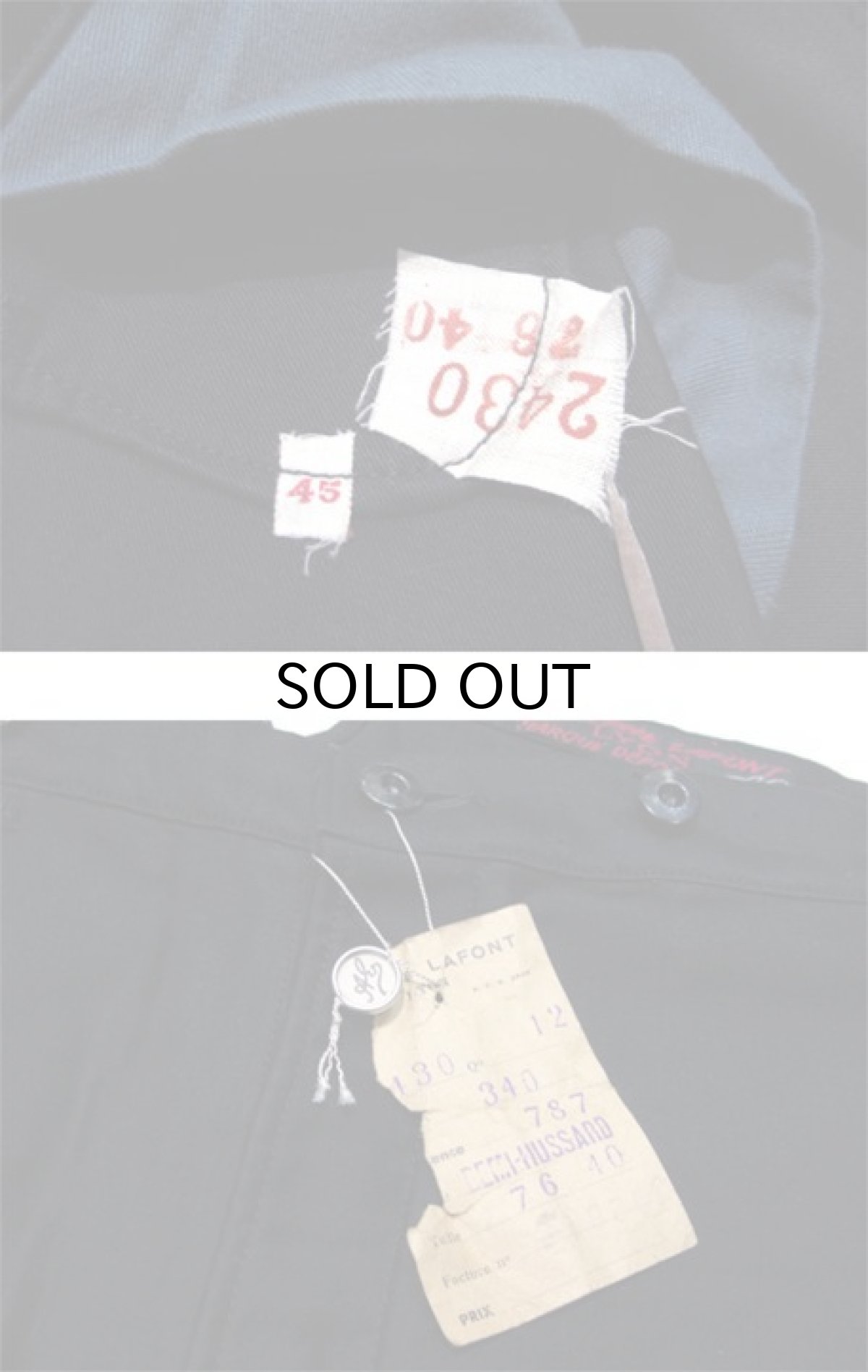 画像3: 1950's French Black Cotton Moleskin Trousers DEAD STOCK size w 33 inch (表記 40) (3)