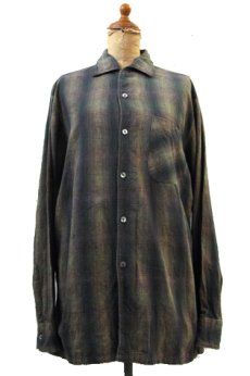 画像1: 1960's~ French "EEB" Ombrer Check L/S Box Shirts　Brown / Green　size M (表記 不明) (1)