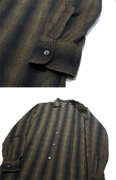 画像3: 1960's~ French "EEB" Ombrer Check L/S Box Shirts　Brown / Green　size M (表記 不明)