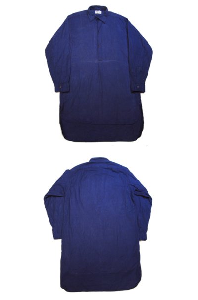 画像1: 1960's French Blue Cotton Flannel Pullover Shirts Dead Stock - one wash　size S - M (38)