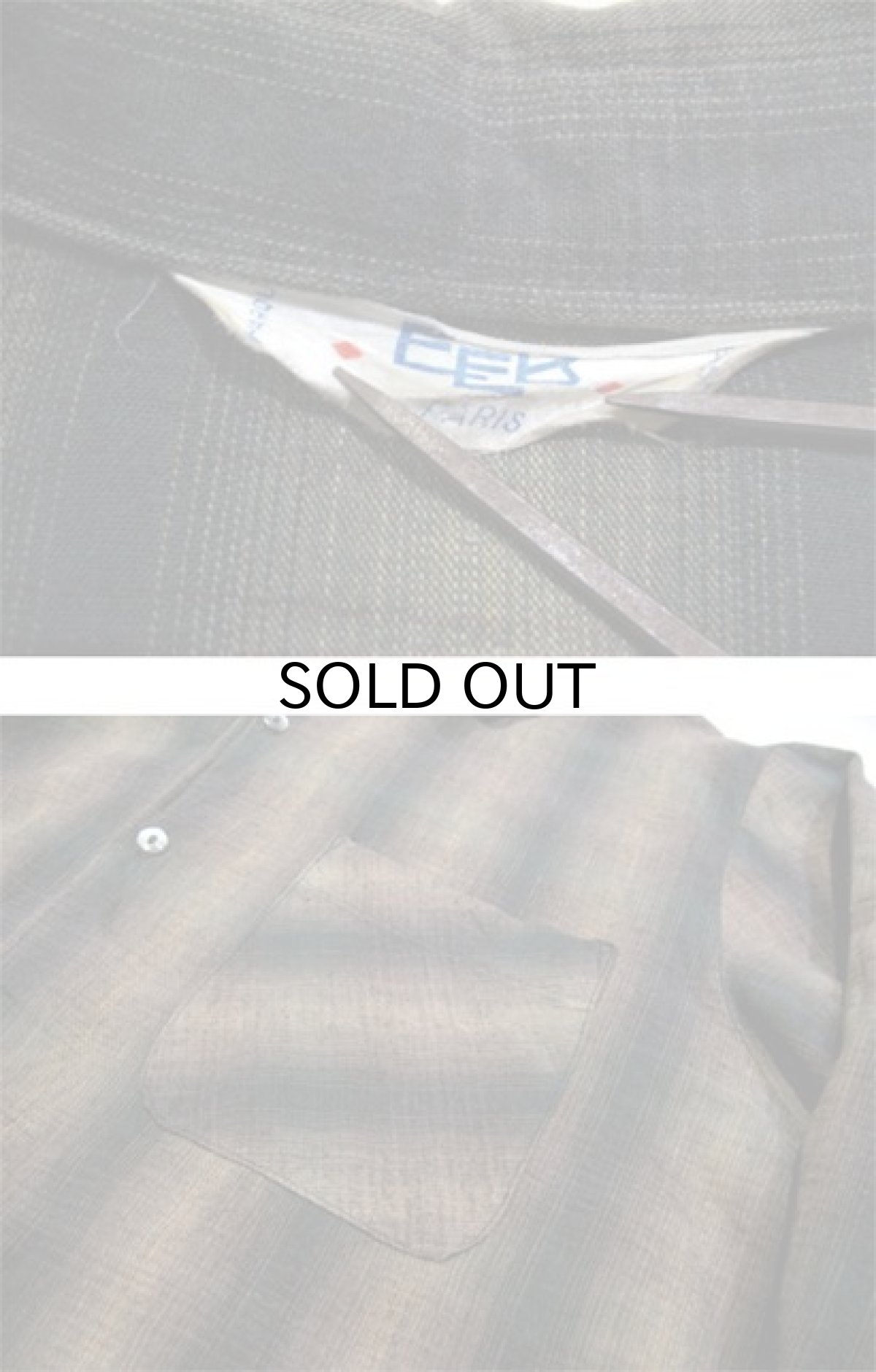 画像5: 1960's~ French "EEB" Ombrer Check L/S Box Shirts　Brown / Green　size M (表記 不明) (5)