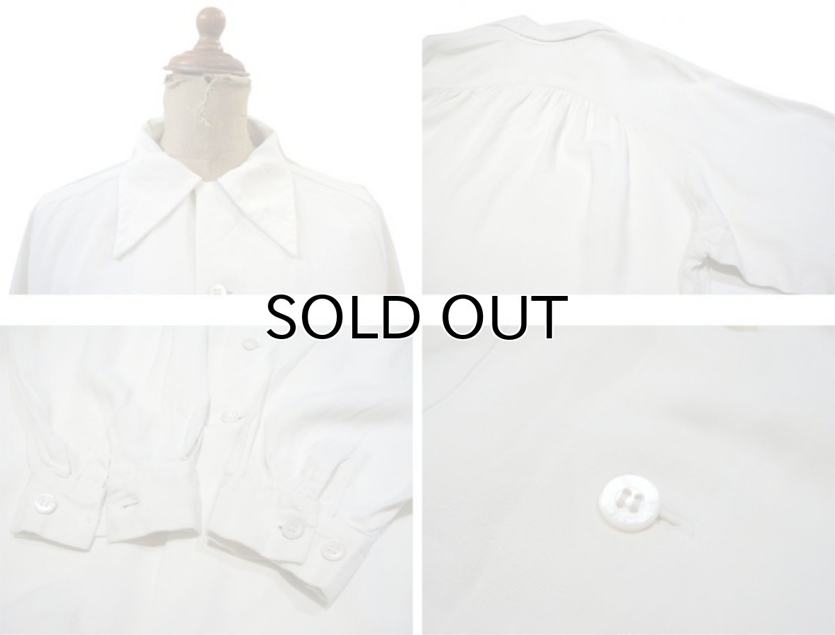 画像4: 1940's~ Raglan Sleeve L/S Rayon Shirts NATURAL size M - L (表記 なし) (4)