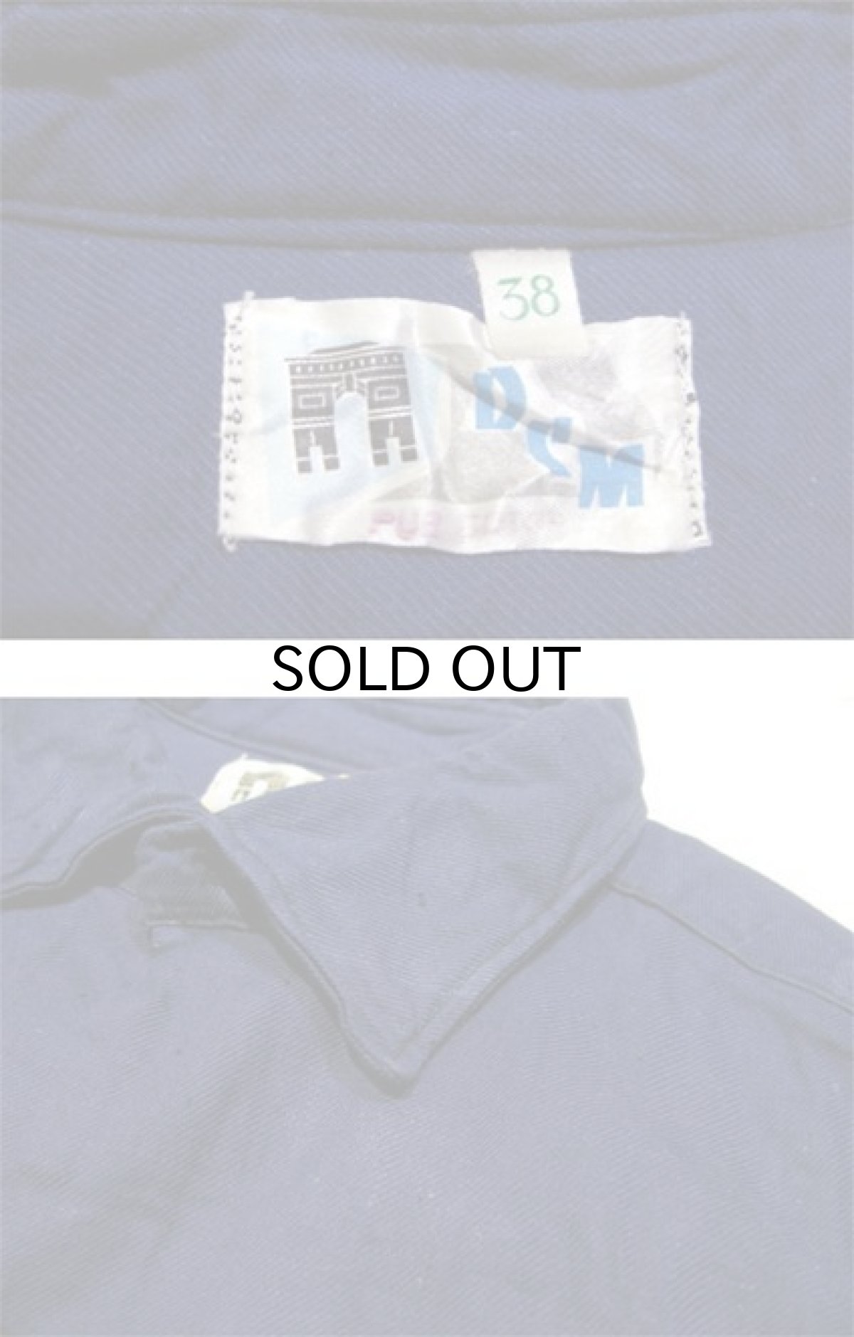 画像4: 1960's French Blue Cotton Flannel Pullover Shirts Dead Stock - one wash size S - M (38) (4)