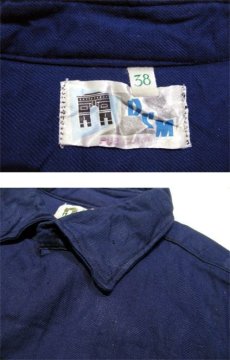 画像4: 1960's French Blue Cotton Flannel Pullover Shirts Dead Stock - one wash　size S - M (38) (4)