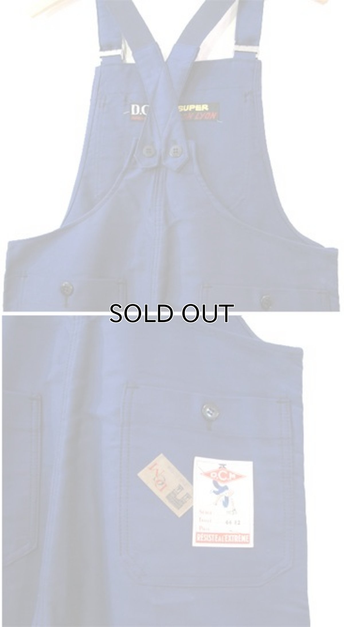 画像5: ~1960's French "DCM" Moleskin Worker Overall Dead Stock BLUE size M (表記 44) (5)