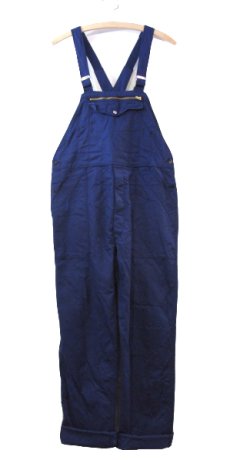 画像1: 1970's French "SOLIDA" Cotton Twill Overall Dead Stock - one washed　BLUE　size M (表記 44) (1)