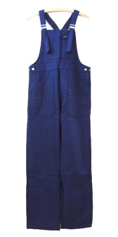 画像1: ~1960's French "DCM" Moleskin Worker Overall Dead Stock　BLUE　size M (表記 44) (1)