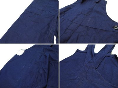 画像2: 1950's French Cotton Linen Worker Overall Dead Stock - one washed　BLUE　size M - L (表記 50 )