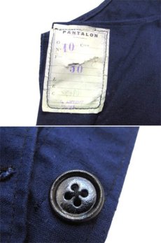 画像3: 1950's French Cotton Linen Worker Overall Dead Stock - one washed　BLUE　size M - L (表記 50 ) (3)