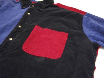 画像1: 1980's "Ash Creek" Crazy Pattern L/S Corduroy Shirts　Blue / Red / Black　size ~XL (表記 なし)