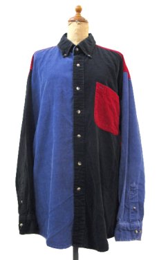 画像1: 1980's "Ash Creek" Crazy Pattern L/S Corduroy Shirts　Blue / Red / Black　size ~XL (表記 なし) (1)