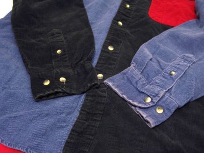 画像2: 1980's "Ash Creek" Crazy Pattern L/S Corduroy Shirts　Blue / Red / Black　size ~XL (表記 なし)