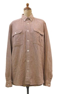 画像1: 1980's~ "Calbros" L/S Nep Wool BD Shirts　Red Brown　size S - M (表記 40) (1)