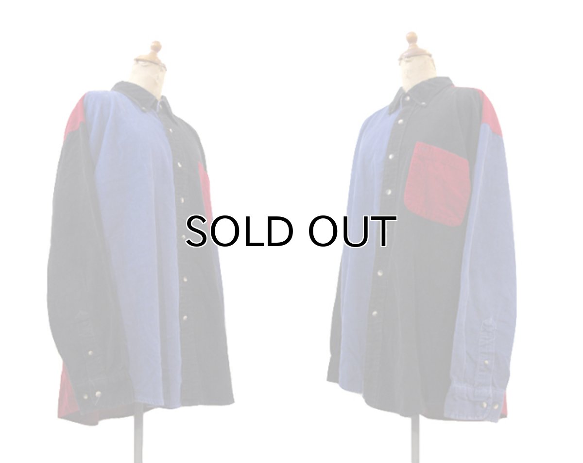 画像2: 1980's "Ash Creek" Crazy Pattern L/S Corduroy Shirts Blue / Red / Black size ~XL (表記 なし) (2)