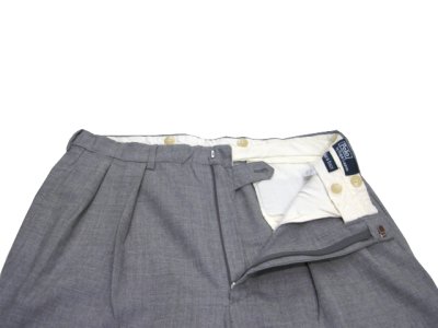 画像1: "Polo by Ralph Lauren" Wool Tuck Trousers　GREY　size w 32 inch (表記 w33)