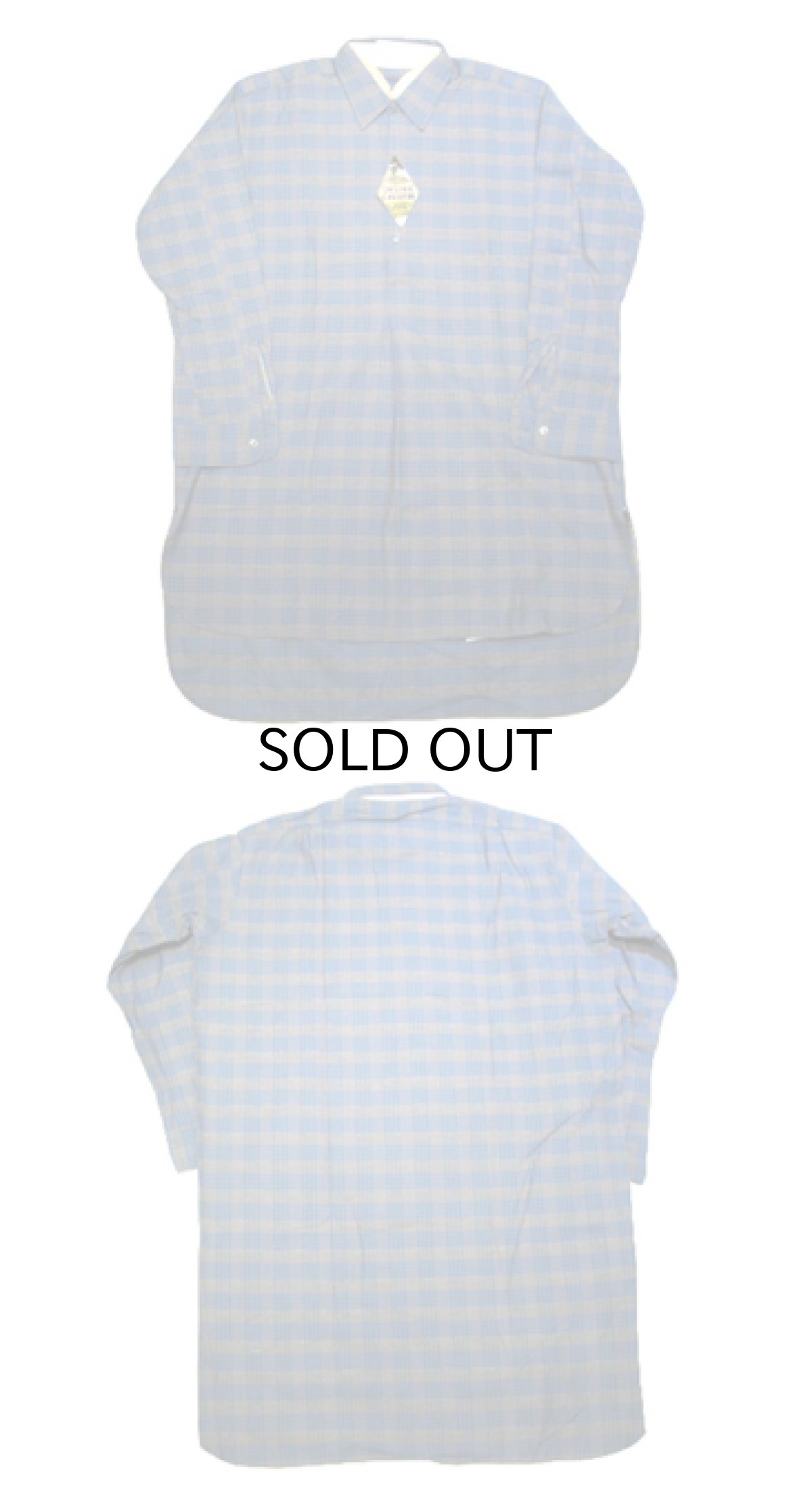 画像3: 1960's Europe "DESTRE CHERPIN" Flannel Cotton Long Shirts Dead Stock Blue / Grey系 size M (表記 41) (3)