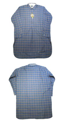 画像3: 1960's Europe "DESTRE CHERPIN" Flannel Cotton Long Shirts Dead Stock　Blue / Grey系　size M (表記 41) (3)